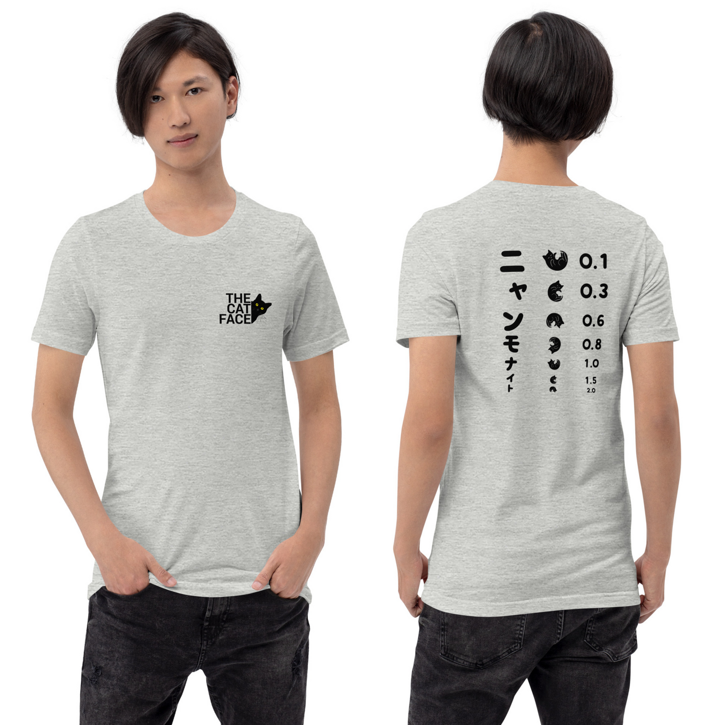 猫tシャツ ねこ 猫イラスト The Cat Face2 & ニャンモナイト | フロント&バックプリント｜アダルト&キッズサイズ.