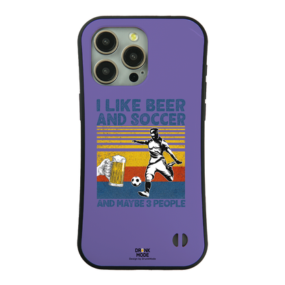 「I LIKE BEER AND SCCOER」iPhoneケース おもしろデザイン｜酒好きに人気のDrunkmodeスマホケース｜ビール・焼酎・日本酒・ウイスキー好きにおすすめ｜プレゼントにも◎