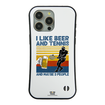「I LIKE BEER AND TENNIS」iPhoneケース おもしろデザイン｜酒好きに人気のDrunkmodeスマホケース｜ビール・焼酎・日本酒・ウイスキー好きにおすすめ｜プレゼントにも◎