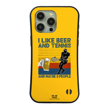 「I LIKE BEER AND TENNIS」iPhoneケース おもしろデザイン｜酒好きに人気のDrunkmodeスマホケース｜ビール・焼酎・日本酒・ウイスキー好きにおすすめ｜プレゼントにも◎