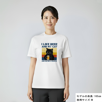 猫とビールが好き Tシャツ｜I LIKE BEER AND MY CAT｜飲み会・居酒屋で話題