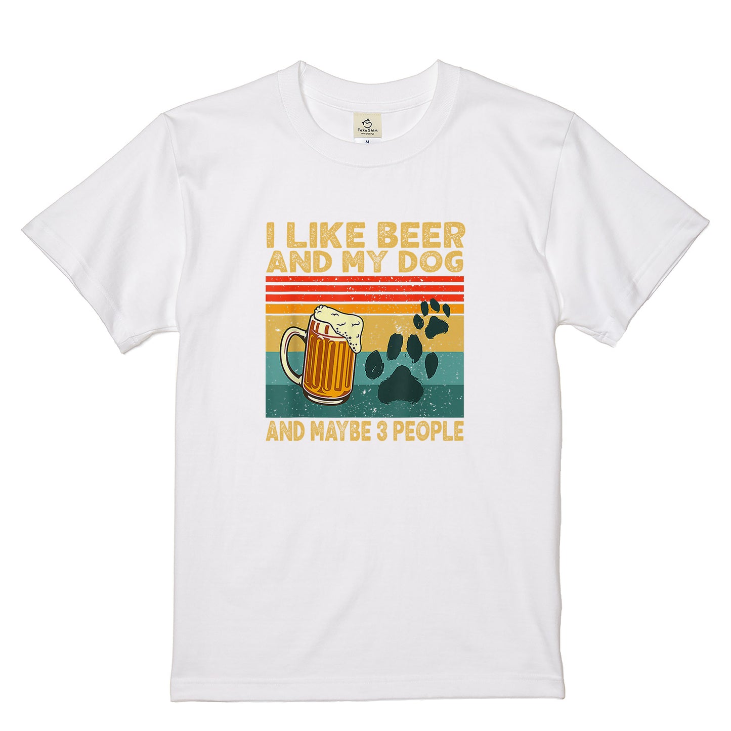 犬とビール好きTシャツ「I LIKE BEER AND MY DOG」 | 飲み会・誕生日プレゼントに