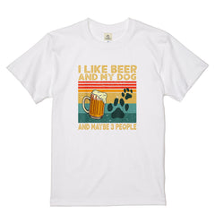 犬とビール好きTシャツ「I LIKE BEER AND MY DOG」 | 飲み会・誕生日プレゼントに