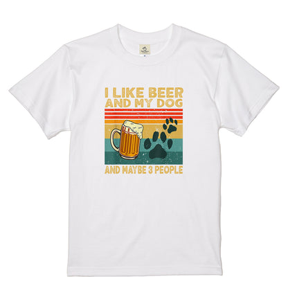 犬とビール好きTシャツ「I LIKE BEER AND MY DOG」 | 飲み会・誕生日プレゼントに