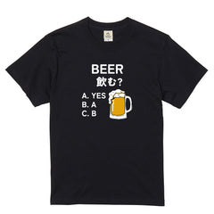 「BEER飲む？」誕生日プレゼントにも最適！居酒屋・飲み会で話題の面白tシャツ｜日本酒・ビール・焼酎・ウイスキー好きにおすすめ