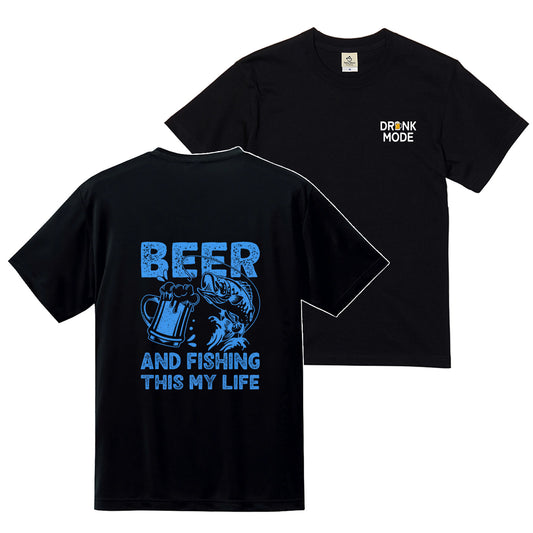 「BEER AND FISHING THIS MY LIFE」ビール＆釣りが好き Tシャツ