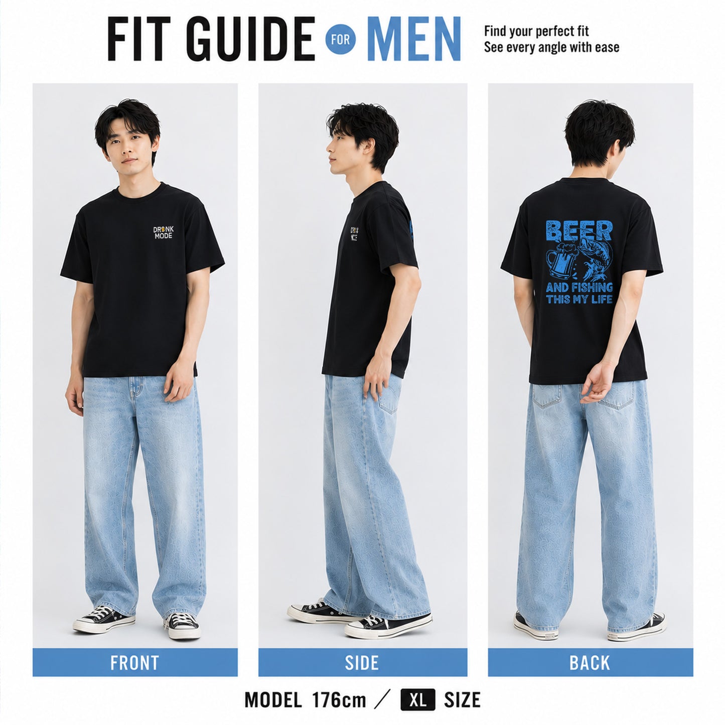 「BEER AND FISHING THIS MY LIFE」ビール＆釣りが好き Tシャツ