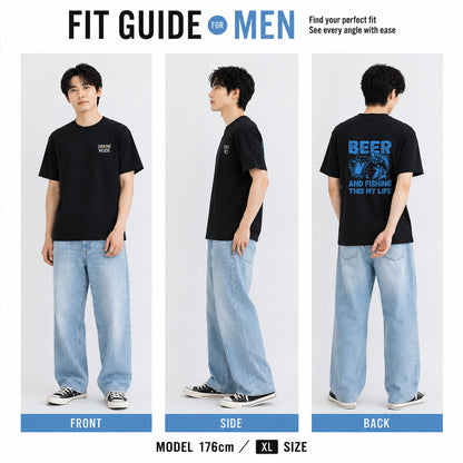 「BEER AND FISHING THIS MY LIFE」ビール＆釣りが好き Tシャツ
