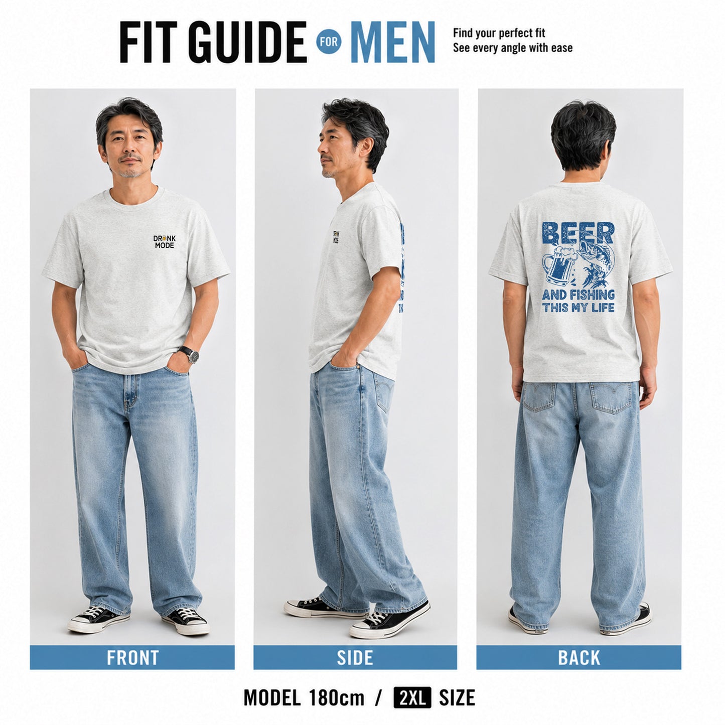 「BEER AND FISHING THIS MY LIFE」ビール＆釣りが好き Tシャツ