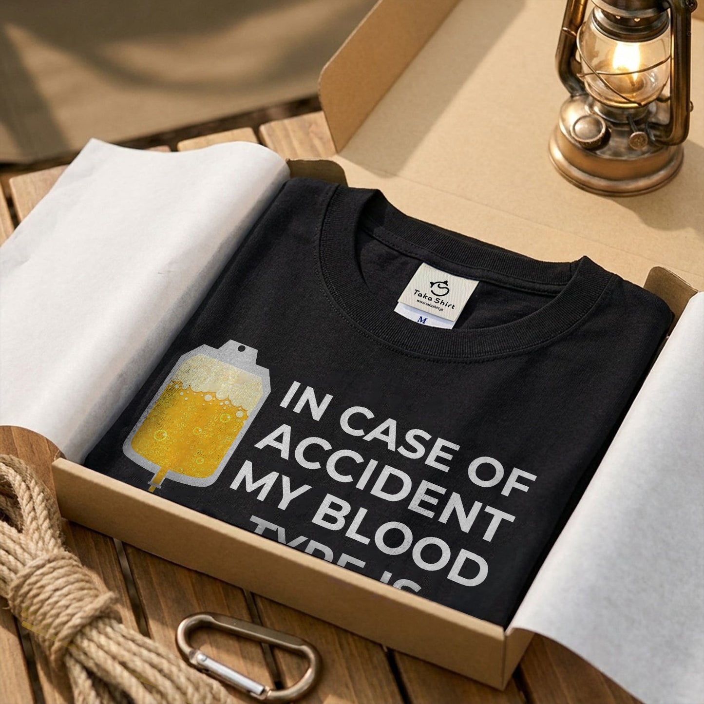 In Case of Accident My Blood Type is Beer Tシャツ ｜ ビール好き・お酒・おもしろ・ジョークに人気