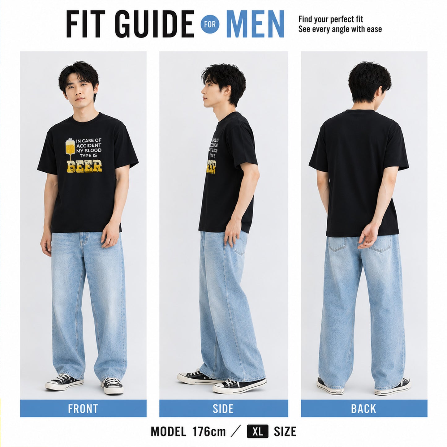 In Case of Accident My Blood Type is Beer Tシャツ ｜ ビール好き・お酒・おもしろ・ジョークに人気