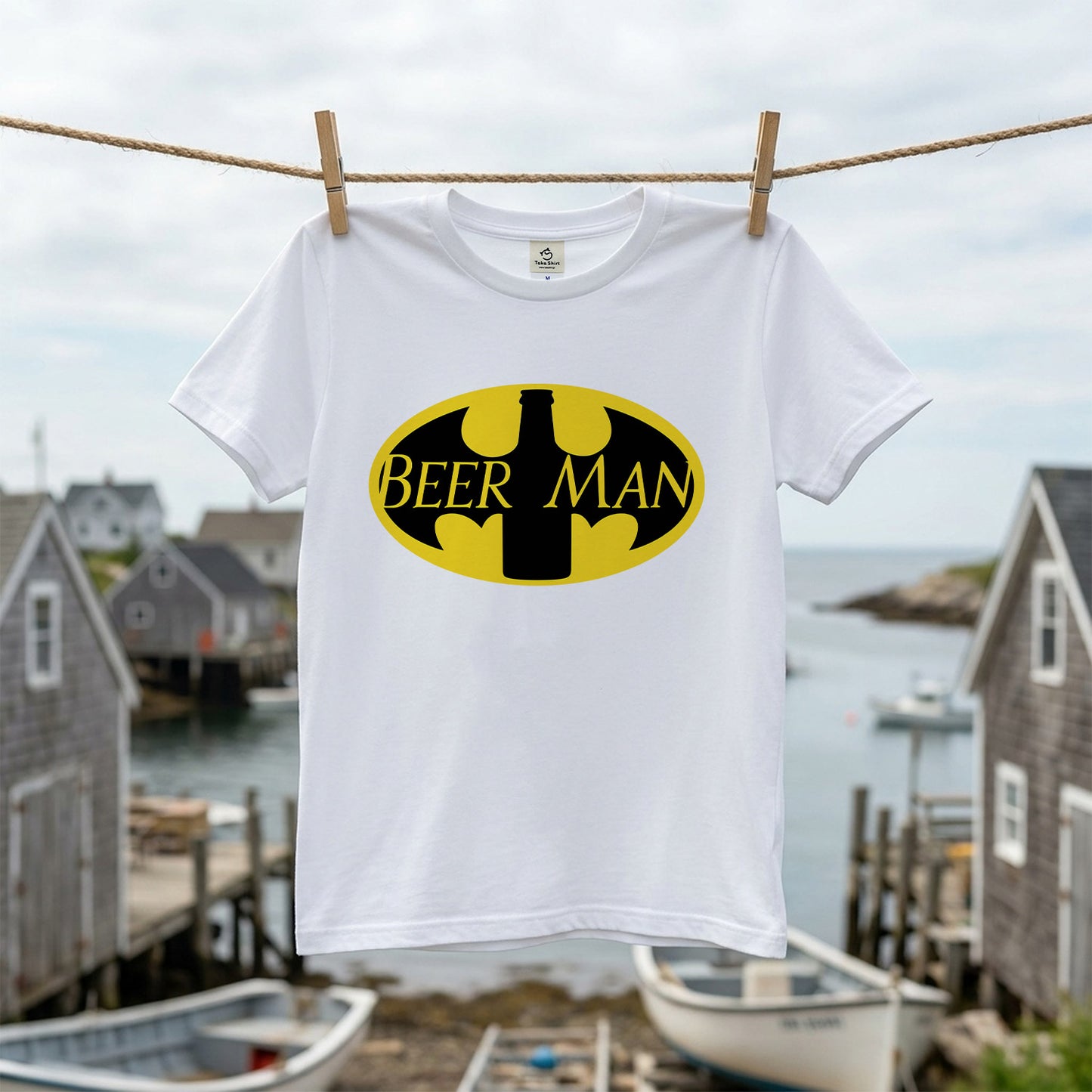 BEER MAN 蝙蝠ロゴ Tシャツ ｜ ビール好き・ヒーロー・おもしろ・パロディに人気