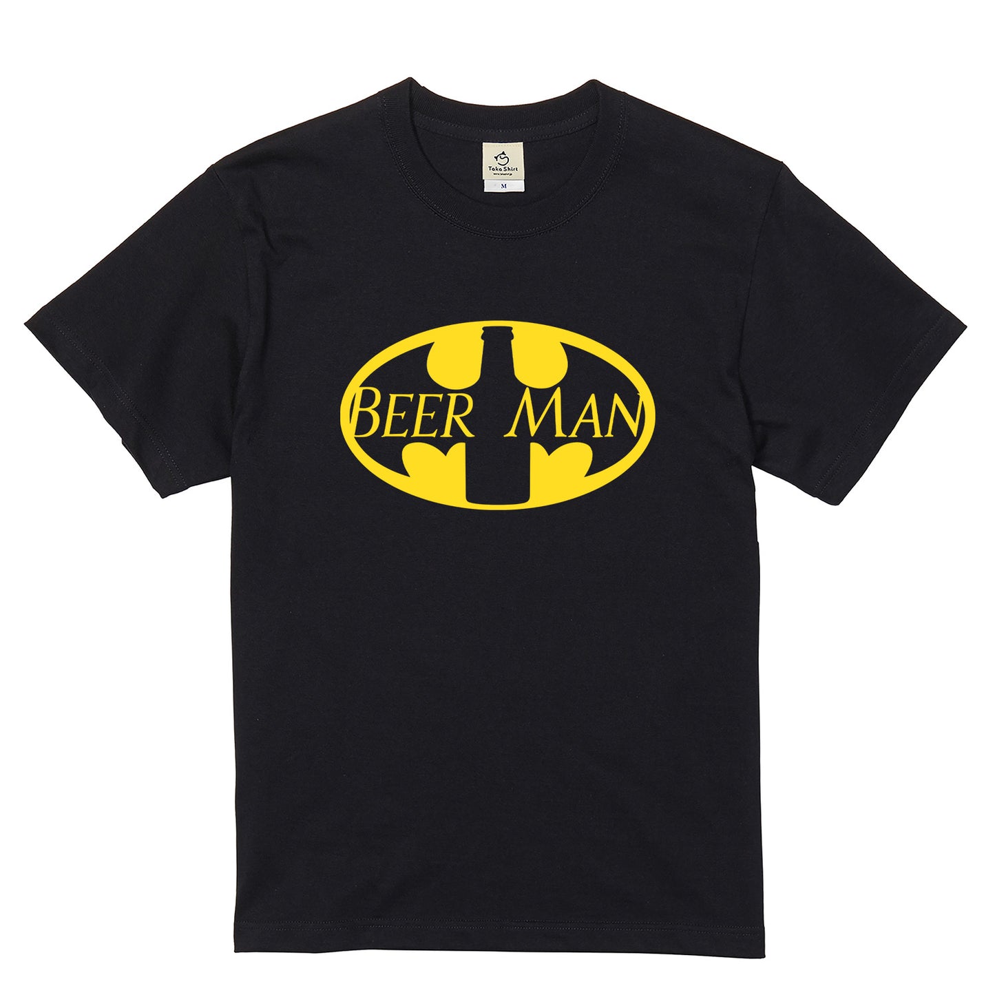 BEER MAN 蝙蝠ロゴ Tシャツ ｜ ビール好き・ヒーロー・おもしろ・パロディに人気