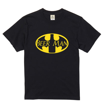 BEER MAN 蝙蝠ロゴ Tシャツ ｜ ビール好き・ヒーロー・おもしろ・パロディに人気