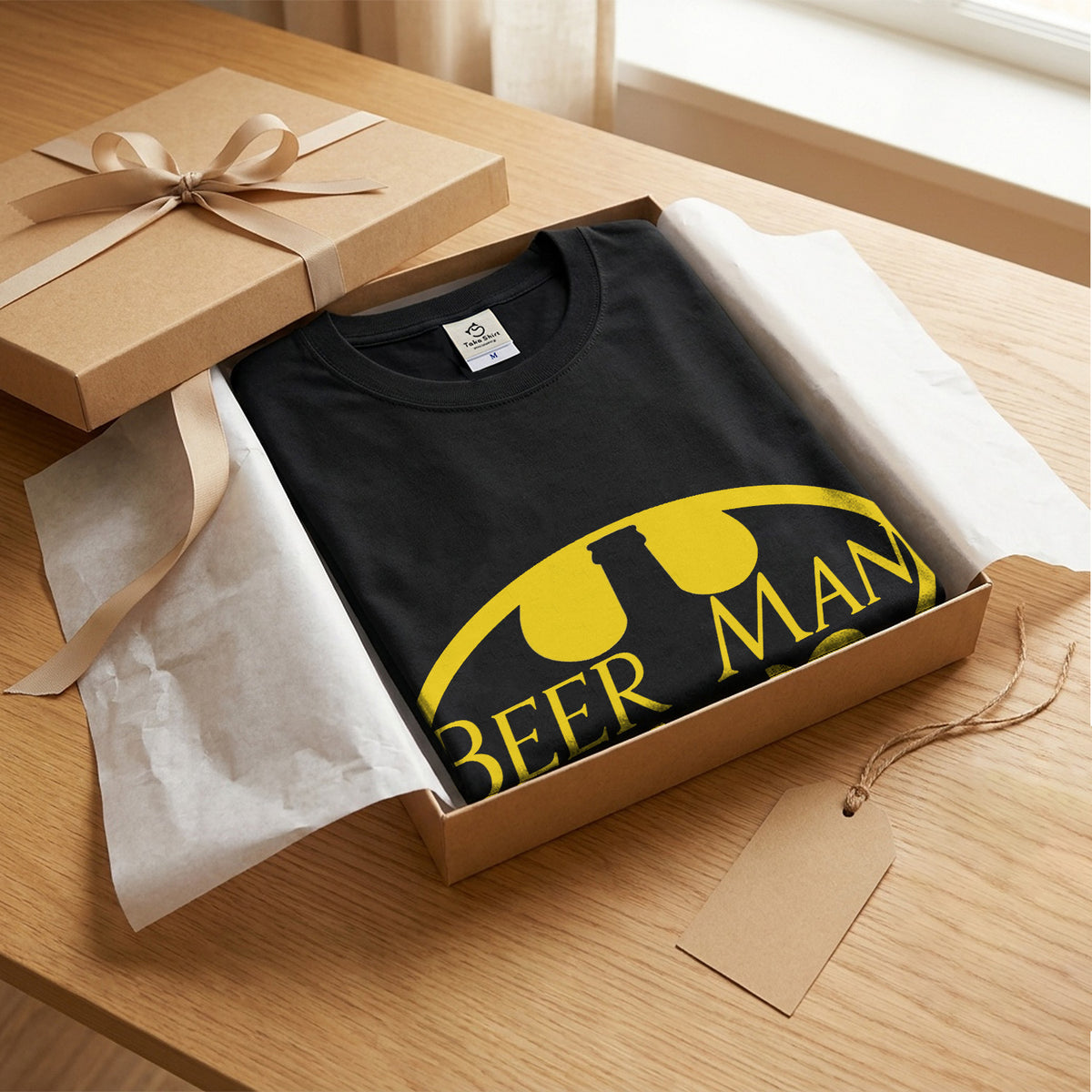 BEER MAN 蝙蝠ロゴ Tシャツ ｜ ビール好き・ヒーロー・おもしろ・パロディに人気