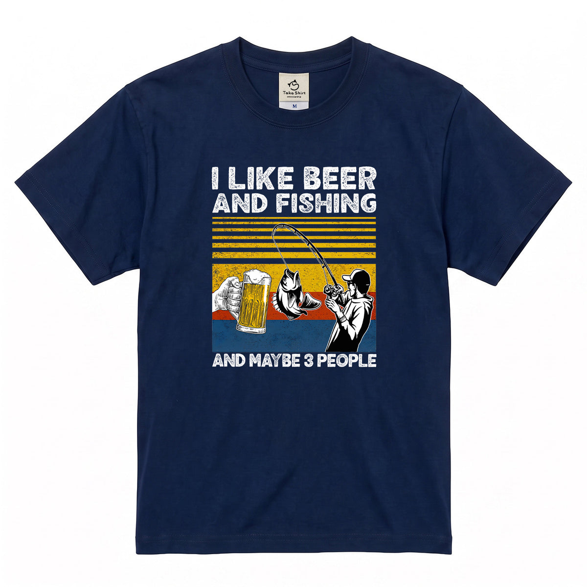 「I LIKE BEER AND FISHING」ビール＆釣り好き Tシャツ