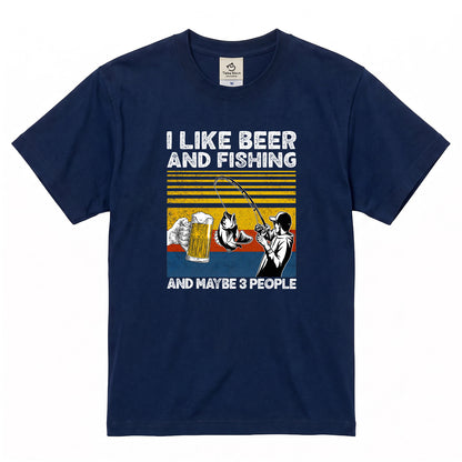 「I LIKE BEER AND FISHING」ビール＆釣り好き Tシャツ