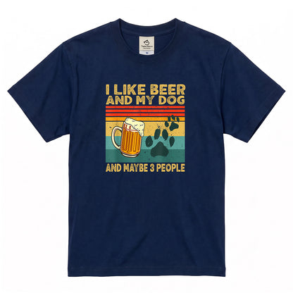 犬とビール好きTシャツ「I LIKE BEER AND MY DOG」 | 飲み会・誕生日プレゼントに