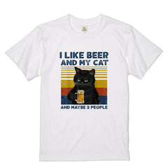 猫とビールが好き Tシャツ｜I LIKE BEER AND MY CAT｜飲み会・居酒屋で話題