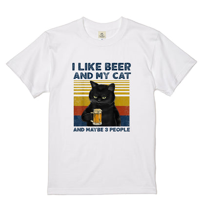 猫とビールが好き Tシャツ｜I LIKE BEER AND MY CAT｜飲み会・居酒屋で話題