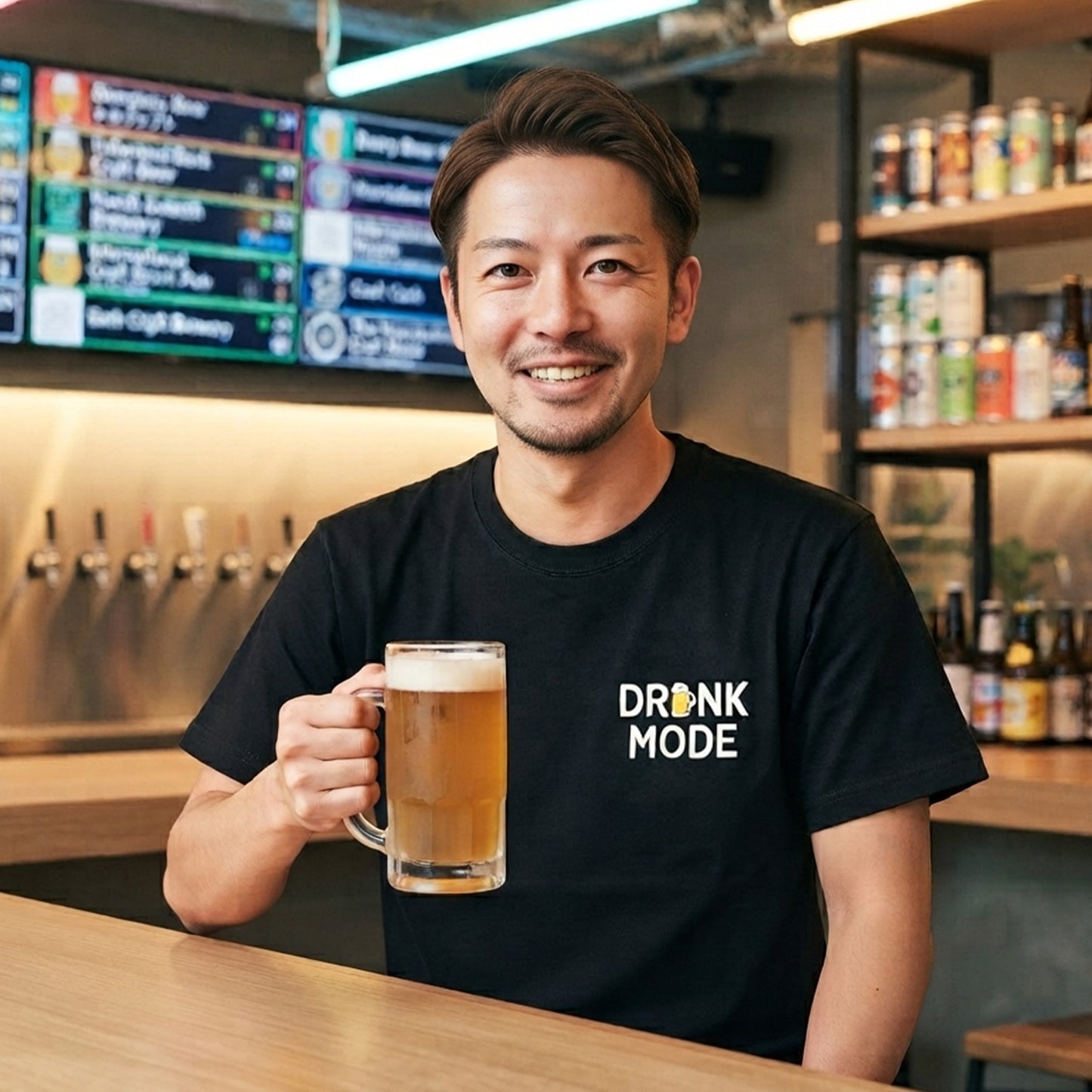 「DrunkMode 」誕生日プレゼントにも最適！居酒屋・飲み会で話題の面白tシャツ｜日本酒・ビール・焼酎・ウイスキー好きにおすすめ