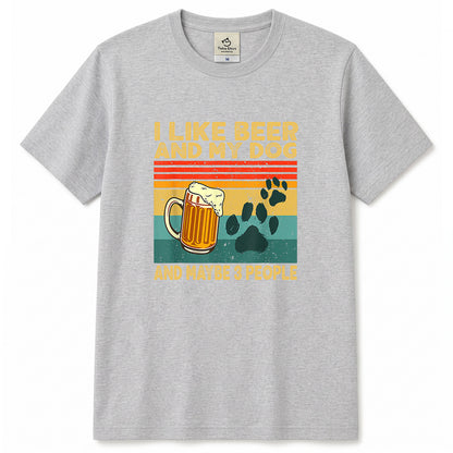 犬とビール好きTシャツ「I LIKE BEER AND MY DOG」 | 飲み会・誕生日プレゼントに