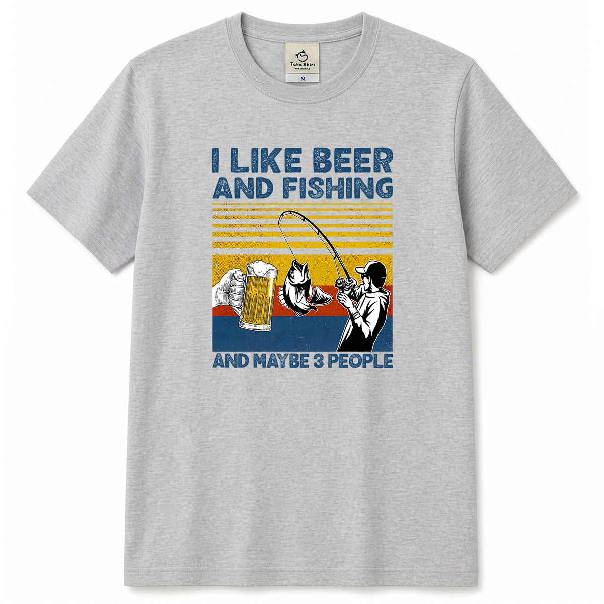 「I LIKE BEER AND FISHING」ビール＆釣り好き Tシャツ