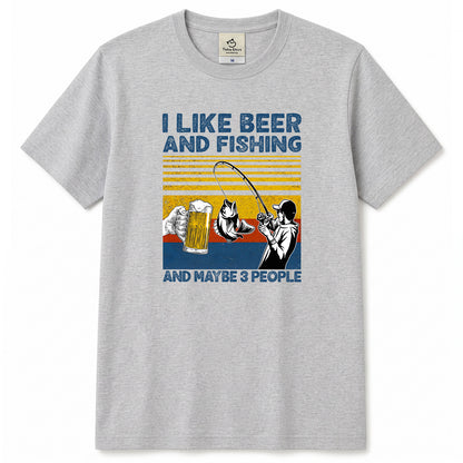 「I LIKE BEER AND FISHING」ビール＆釣り好き Tシャツ