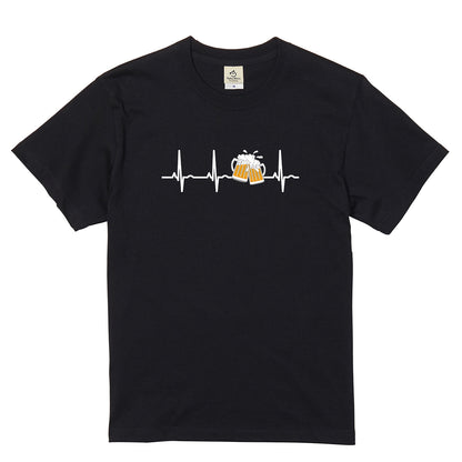 「ビールのハートビート」誕生日プレゼントにも最適！居酒屋・飲み会で話題の面白tシャツ｜日本酒・ビール・焼酎・ウイスキー好きにおすすめ