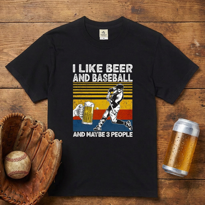 「I LIKE BEER AND BASEBALL」ビール＆野球が好き Tシャツ