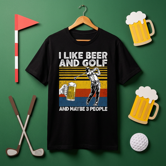 「I LIKE BEER AND GOLF」ビール＆ゴルフが好きTシャツ