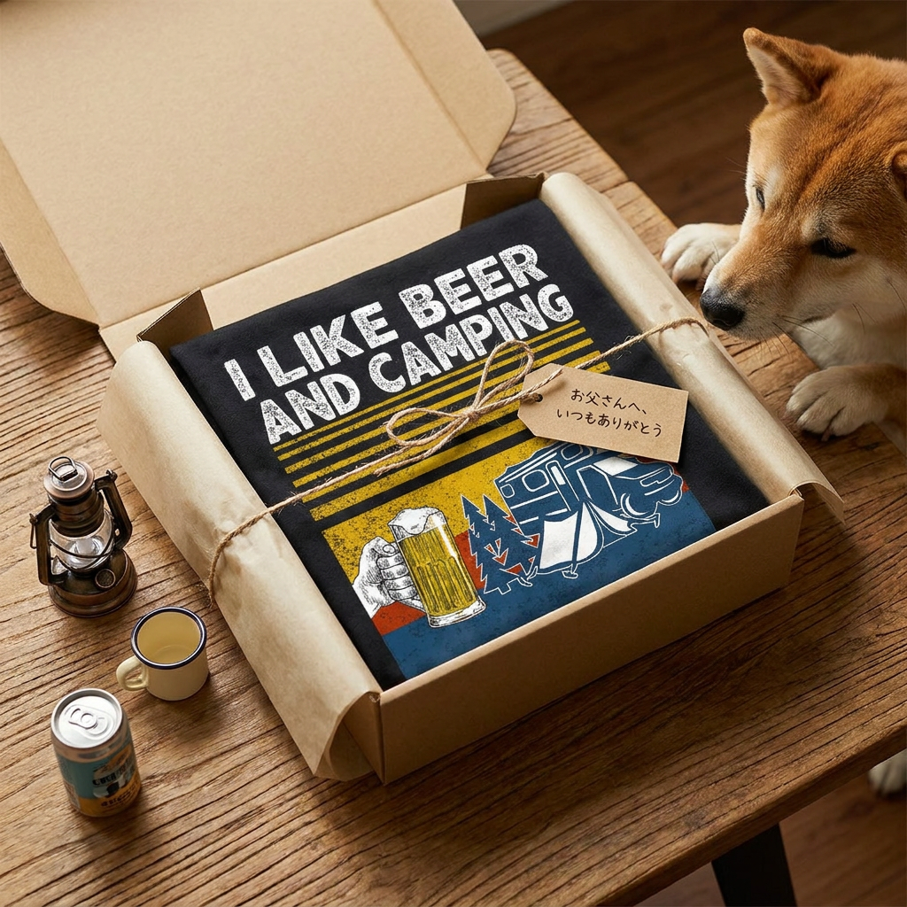 「I LIKE BEER AND CAMPING」ビール＆キャンプが好きTシャツ