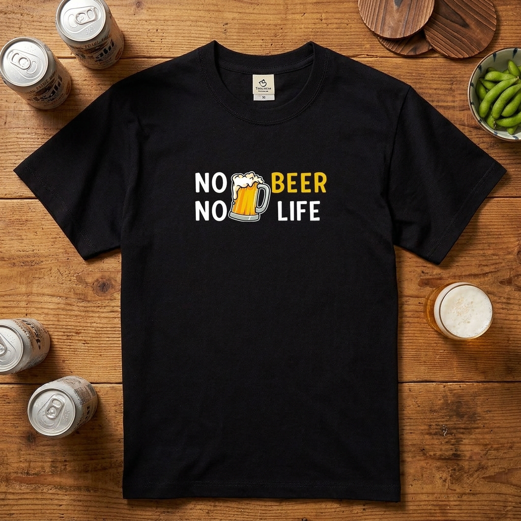 NO BEER NO LIFE｜飲み会でウケる面白Tシャツ【誕生日ギフトに最適】