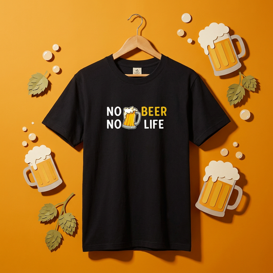 NO BEER NO LIFE|飲み会でウケる面白Tシャツ【誕生日ギフトに最適】