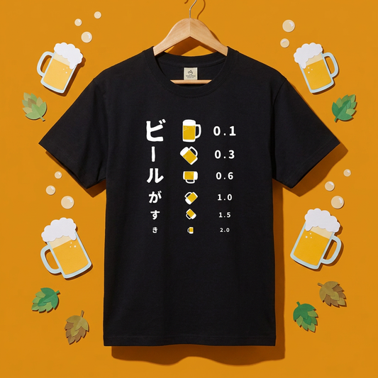 「ビールがすき」誕生日プレゼントにも最適！居酒屋・飲み会で話題の面白ドライシルキータッチTシャツ｜日本酒・ビール・焼酎・ウイスキー好きにおすすめ