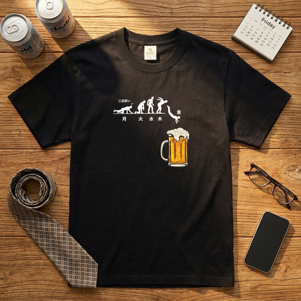 月曜日金曜日 スティックマン｜飲み会で話題の面白Tシャツ【S–3XL】