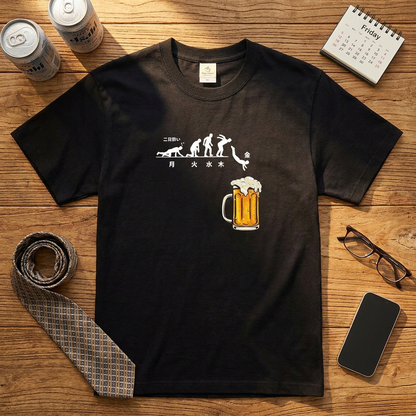 月曜日金曜日 スティックマン｜飲み会で話題の面白Tシャツ【S–3XL】