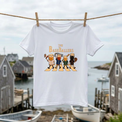 THE BASEBALLERS | 野球ビール アビーロード風パロディ 面白Tシャツ【野球観戦・ビール好き・ギフトに最適】