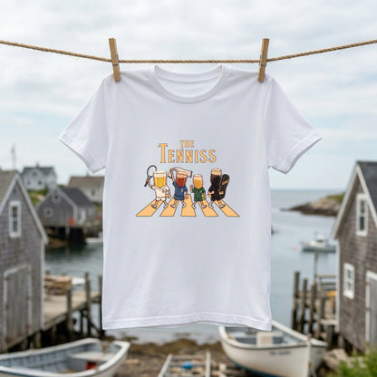 THE TENNISS | ビールたちのテニス 横断歩道 面白Tシャツ【テニス愛好家・ビール好き・ギフトに最適】