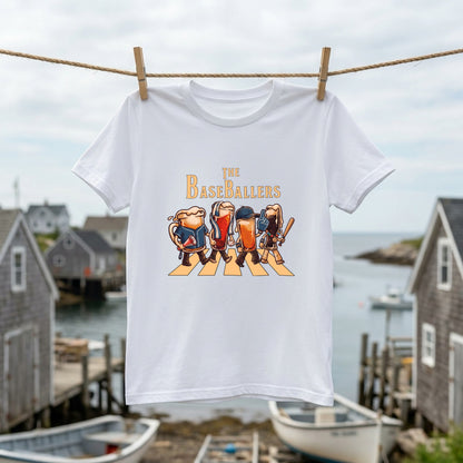 THE BASEBALLERS W | ビールたちの全力応援 横断歩道 面白Tシャツ【野球ファン・父の日ギフトに最適】