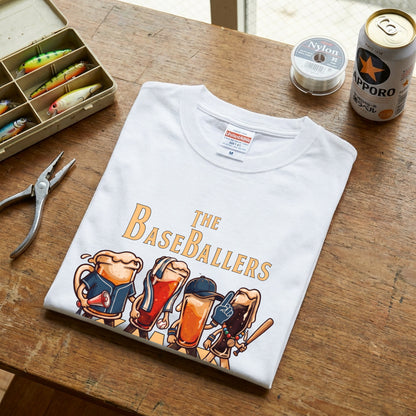 THE BASEBALLERS W | ビールたちの全力応援 横断歩道 面白Tシャツ【野球ファン・父の日ギフトに最適】