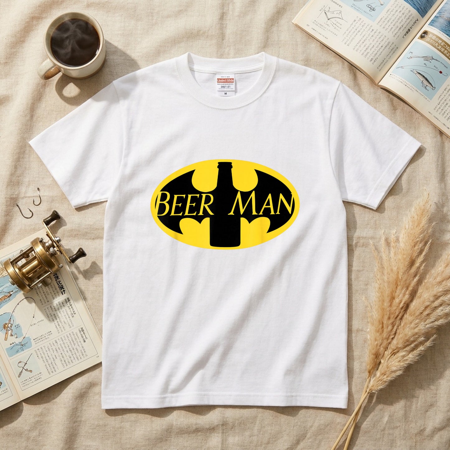 BEER MAN 蝙蝠ロゴ Tシャツ ｜ ビール好き・ヒーロー・おもしろ・パロディに人気