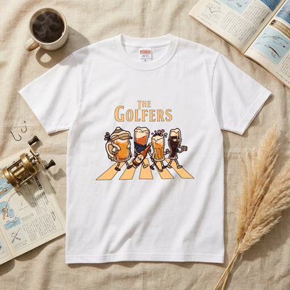 THE GOLFERS | ビールたちのゴルフ 横断歩道 面白Tシャツ【ゴルフ好き・父の日ギフトに最適】