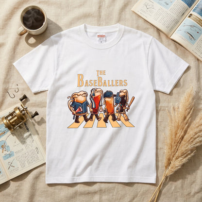 THE BASEBALLERS W | ビールたちの全力応援 横断歩道 面白Tシャツ【野球ファン・父の日ギフトに最適】