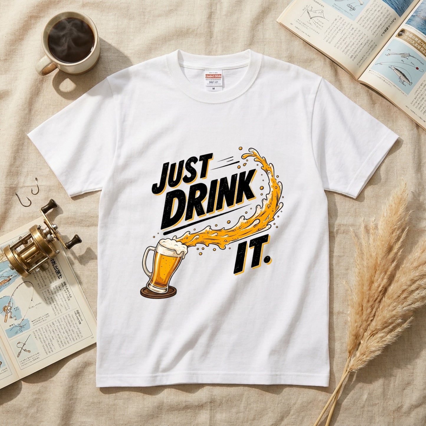 JUST DRINK IT | とにかく飲もう！パロディ面白Tシャツ【飲み会・誕生日ギフトに最適】