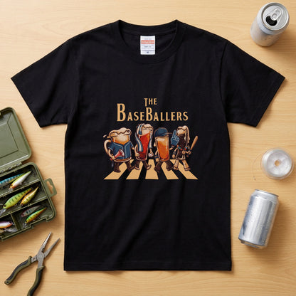 THE BASEBALLERS W | ビールたちの全力応援 横断歩道 面白Tシャツ【野球ファン・父の日ギフトに最適】