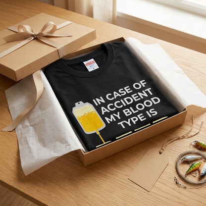 In Case of Accident My Blood Type is Beer Tシャツ ｜ ビール好き・お酒・おもしろ・ジョークに人気