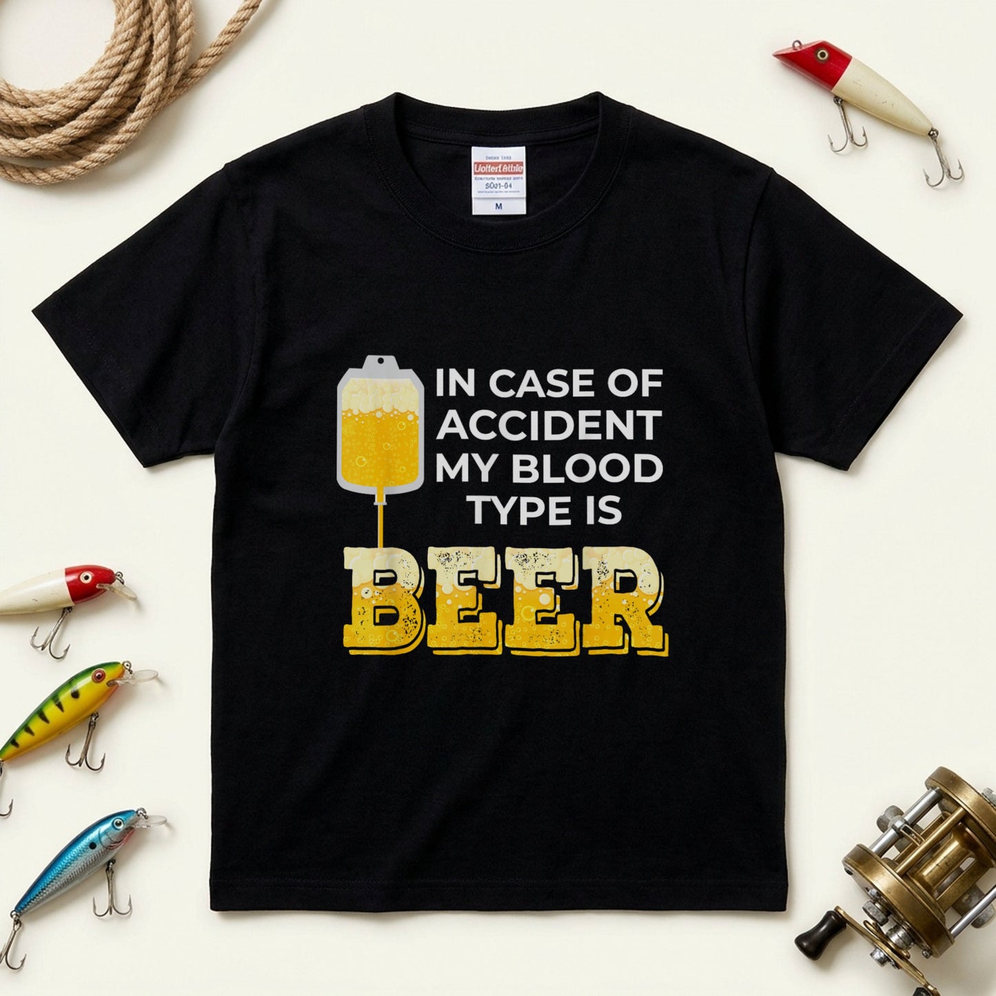 In Case of Accident My Blood Type is Beer Tシャツ ｜ ビール好き・お酒・おもしろ・ジョークに人気