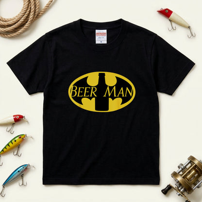 BEER MAN 蝙蝠ロゴ Tシャツ ｜ ビール好き・ヒーロー・おもしろ・パロディに人気