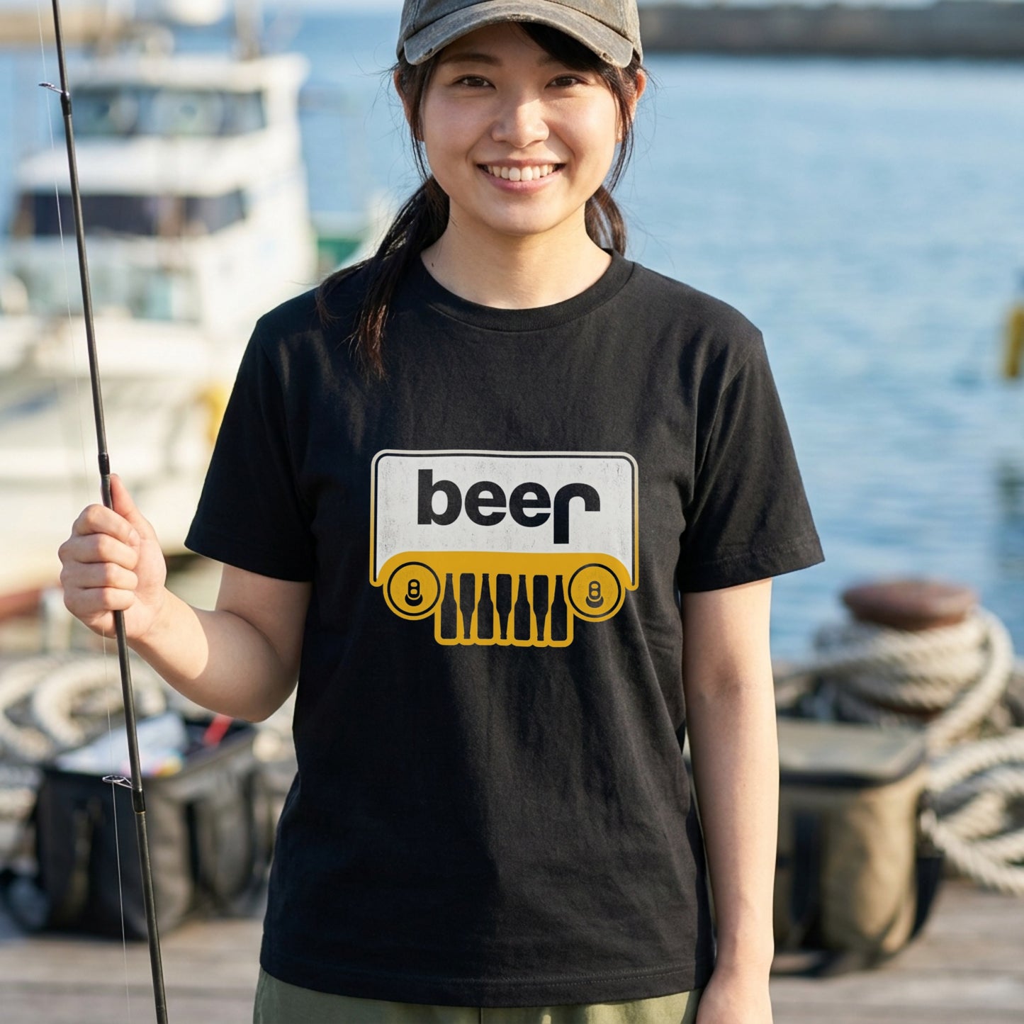 BEER 4WD 車フロントグリル Tシャツ ｜ ビール好き・ドライブ・アウトドア・おもしろに人気